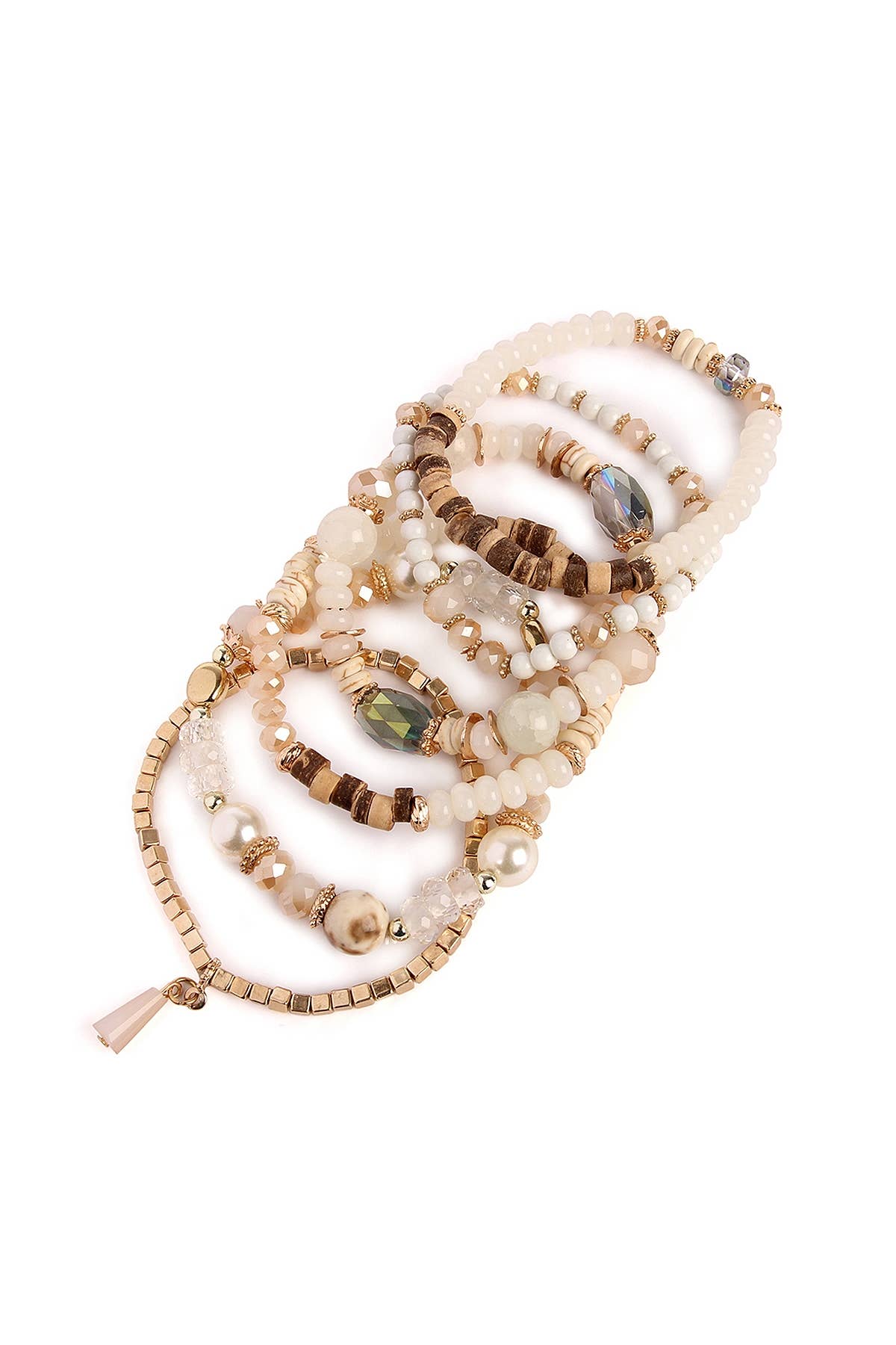 MULTI-STONE BEADS STACKABLE BRACELETS: BLACK / ONE SIZE