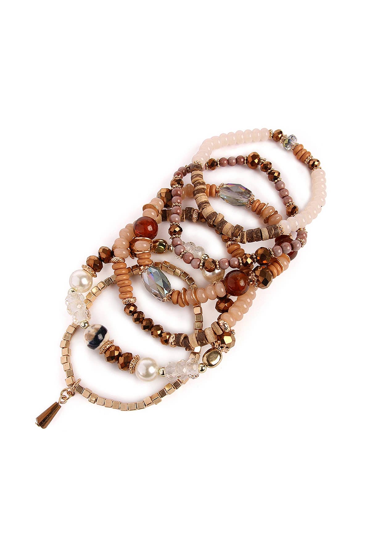 MULTI-STONE BEADS STACKABLE BRACELETS: BLACK / ONE SIZE