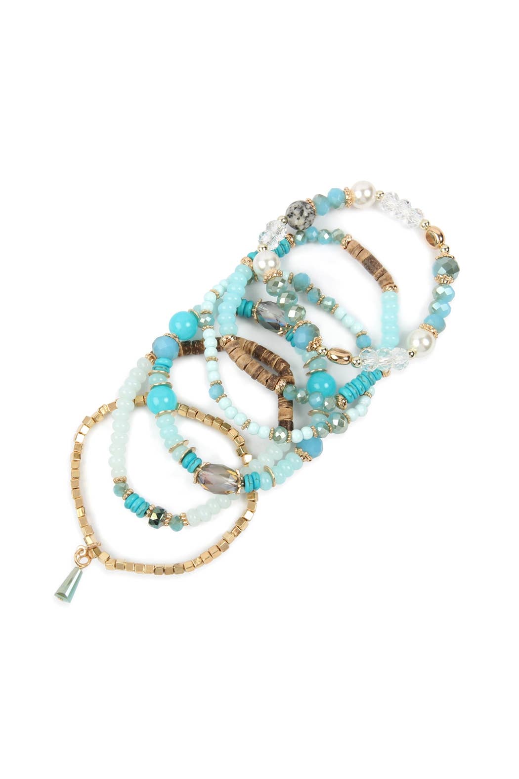 MULTI-STONE BEADS STACKABLE BRACELETS: BLACK / ONE SIZE