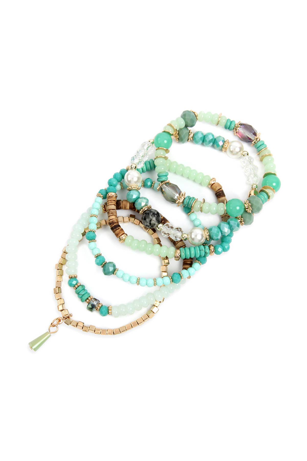 MULTI-STONE BEADS STACKABLE BRACELETS: BLACK / ONE SIZE