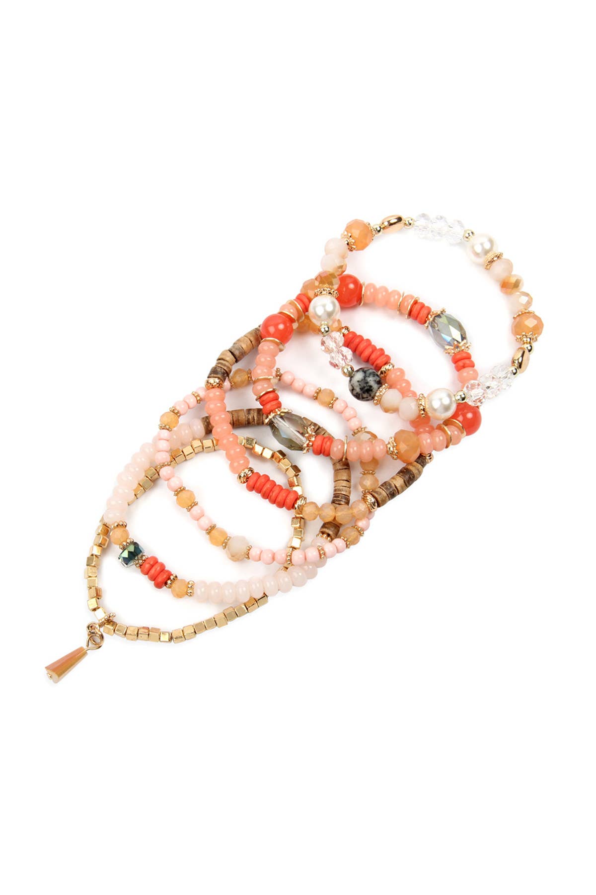 MULTI-STONE BEADS STACKABLE BRACELETS: BLACK / ONE SIZE